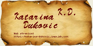 Katarina Duković vizit kartica